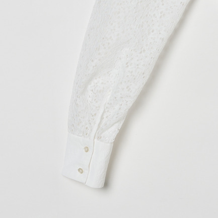 LACE COLLARLESS SHIRT 詳細画像 ホワイト 3