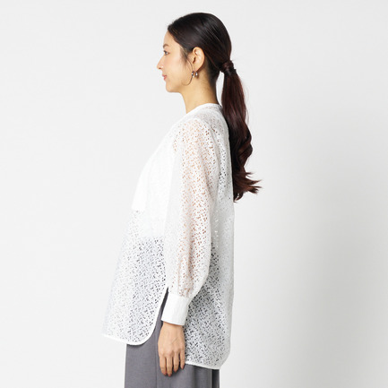 LACE COLLARLESS SHIRT 詳細画像 ホワイト 8