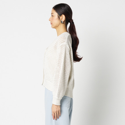 MESH KNIT CARDIGAN 詳細画像 アイボリー 2