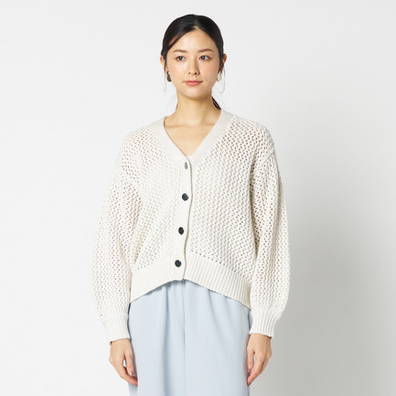 MESH KNIT CARDIGAN 詳細画像 ベージュ 1