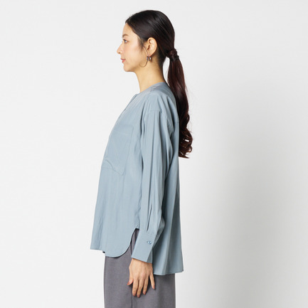 CREPE COLLARLESS SHIRT 詳細画像 サックス 2