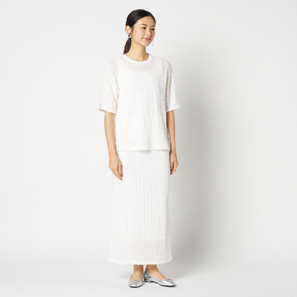 STRETCH LACE BIG T SHIRT 詳細画像 ホワイト 10