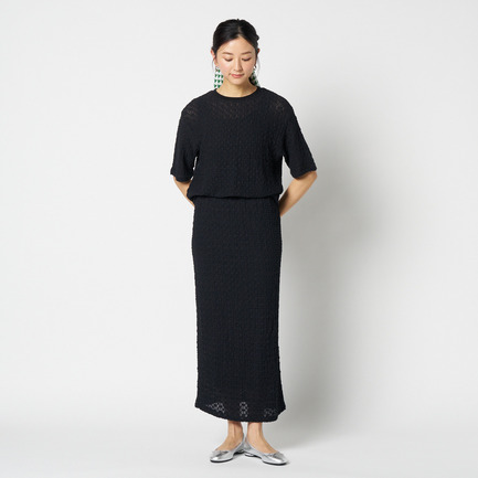 STRETCH LACE BIG T SHIRT 詳細画像 ブラック 5