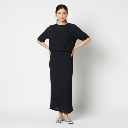 STRETCH LACE BIG T SHIRT 詳細画像 ブラック 6