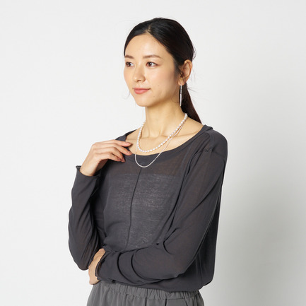 【smooth skin series】wide crew neck 詳細画像 チャコールグレー 3