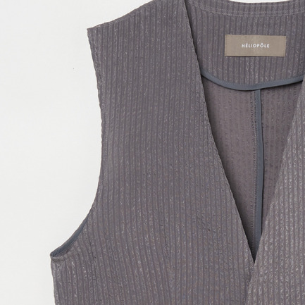 SHEER DOBBY STRIPE VEST 詳細画像 ミディアムグレー 3