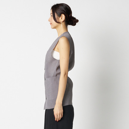 SHEER DOBBY STRIPE VEST 詳細画像 ミディアムグレー 9