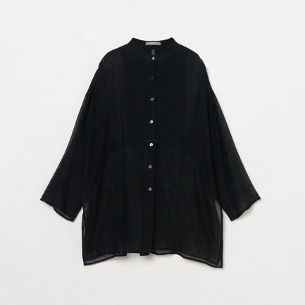 LINEN MESH BAND COLLER SHIRT