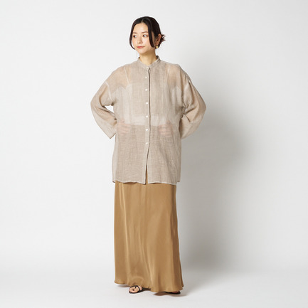 LINEN MESH BAND COLLER SHIRT 詳細画像 ブラック 11