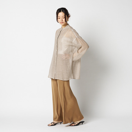 LINEN MESH BAND COLLER SHIRT 詳細画像 ブラック 12