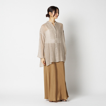 LINEN MESH BAND COLLER SHIRT 詳細画像 ブラック 13