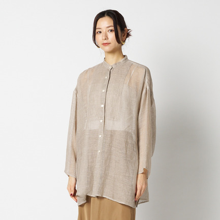 LINEN MESH BAND COLLER SHIRT 詳細画像 ブラック 8