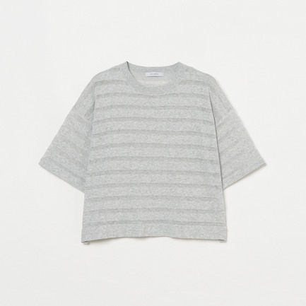 SHEER BORDER KNIT CREW NECK