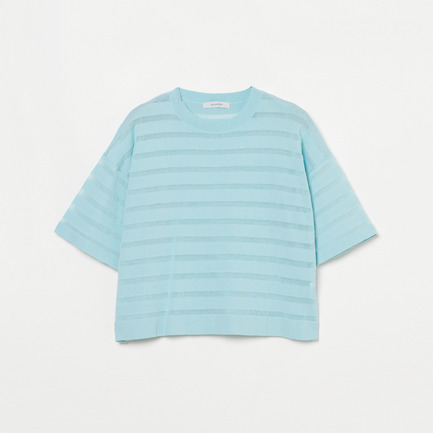 SHEER BORDER KNIT CREW NECK