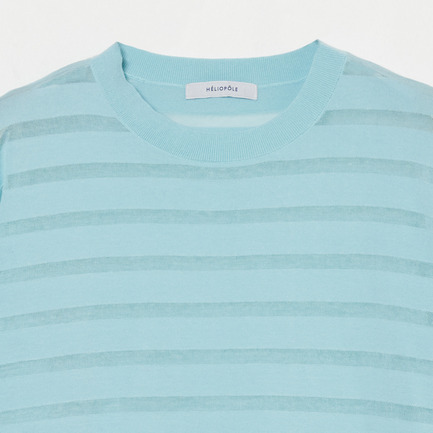SHEER BORDER KNIT CREW NECK 詳細画像 ライトブルー 2