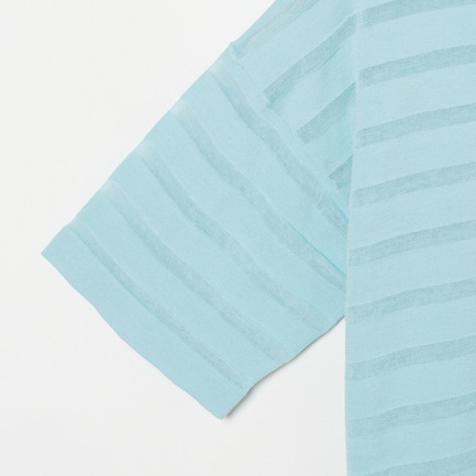 SHEER BORDER KNIT CREW NECK 詳細画像 ライトブルー 3