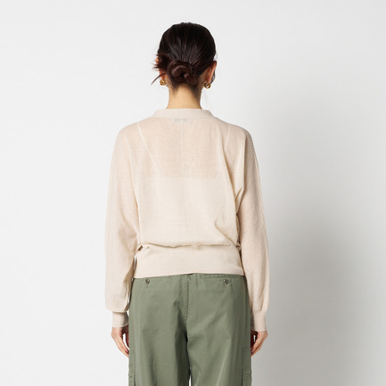 SHEER LINEN KNIT V NECK CARDIGAN 詳細画像 ベージュ 3