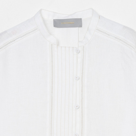 LINEN BLOUSE WITH STITCH 詳細画像 アイボリー 2
