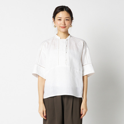 LINEN BLOUSE WITH STITCH 詳細画像 アイボリー 8