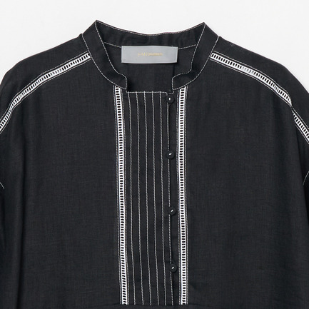 LINEN DRESS WITH STITCH 詳細画像 ブラック 2