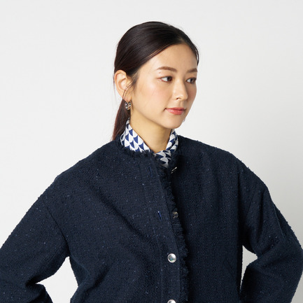 SILK SCARF A WAVE PRINT 詳細画像 ネイビー 5