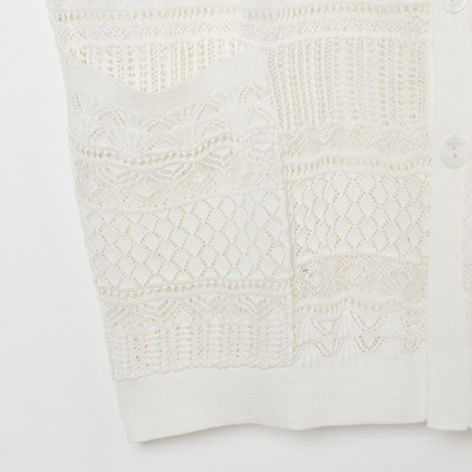 HALF SLEEVE  LACE CARDIGAN 詳細画像 アイボリー 5