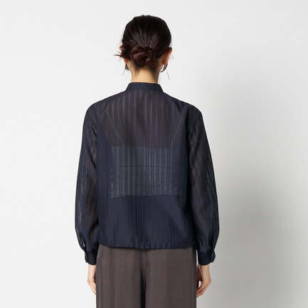 SHEER STRIPE DRAWSTRING SHIRT 詳細画像 ネイビー 10