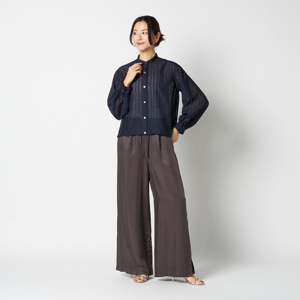 SHEER STRIPE DRAWSTRING SHIRT 詳細画像 ネイビー 11