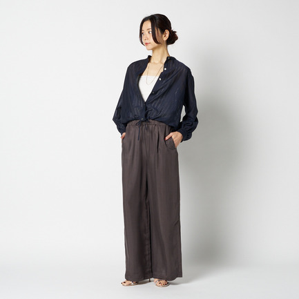 SHEER STRIPE DRAWSTRING SHIRT 詳細画像 ネイビー 12