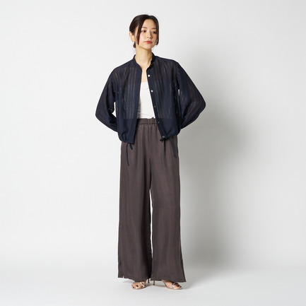 SHEER STRIPE DRAWSTRING SHIRT 詳細画像 ネイビー 13