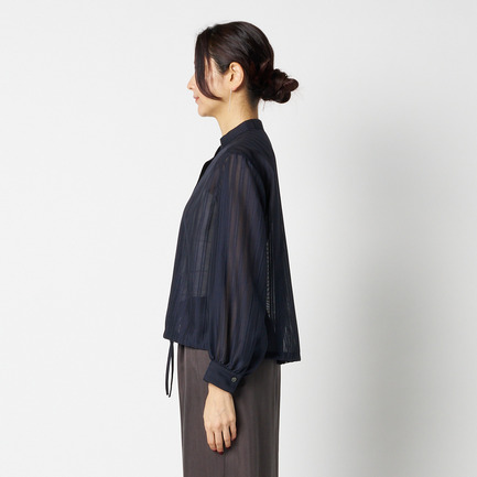 SHEER STRIPE DRAWSTRING SHIRT 詳細画像 ネイビー 9