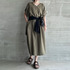 FAUX LINEN V NECK DRESS 詳細画像