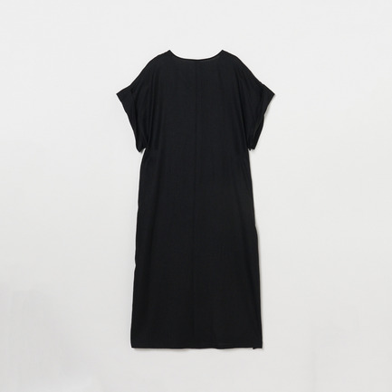 FAUX LINEN V NECK DRESS 詳細画像 ブラック 2
