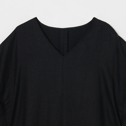FAUX LINEN V NECK DRESS 詳細画像 ブラック 3