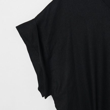 FAUX LINEN V NECK DRESS 詳細画像 ブラック 4