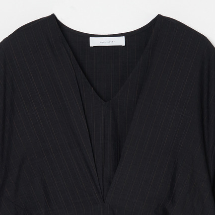 STRIPE STITCH V NECK DRESS 詳細画像 ブラック 2