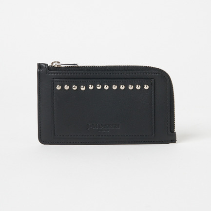 ZIP CARD HOLDER WITH STUDS BLK