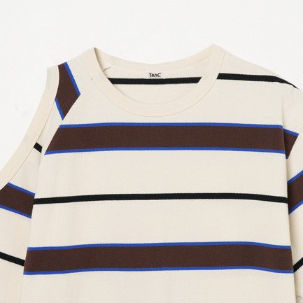 PIQUE BORDER ASYM TEE 詳細画像 アイボリー 2