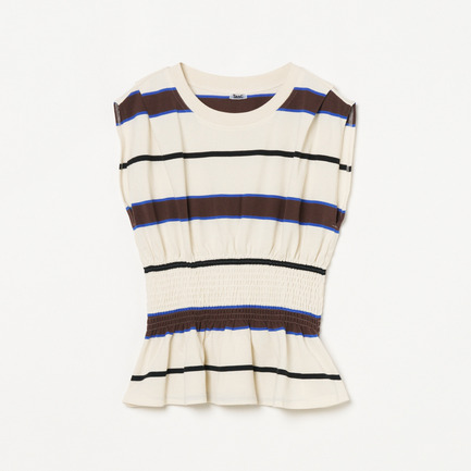 PIQUE BORDER SHIRRING TANK