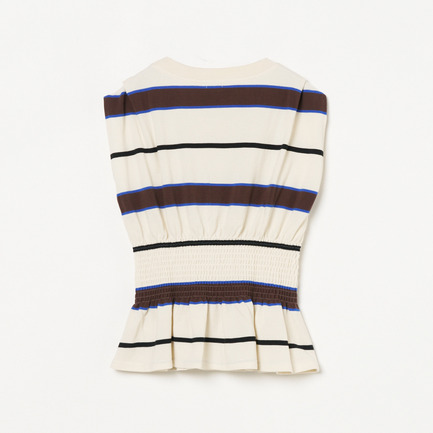 PIQUE BORDER SHIRRING TANK 詳細画像 アイボリー 1