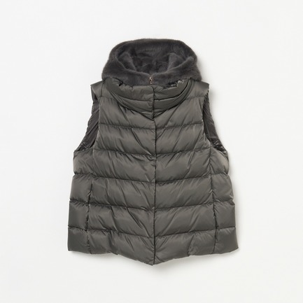 SATIN+ECO FUR  HOODED VEST