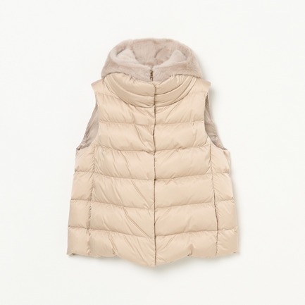SATIN+ECO FUR  HOODED VEST