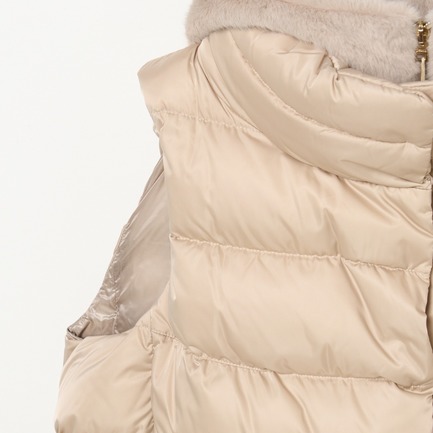 SATIN+ECO FUR  HOODED VEST 詳細画像 ベージュ 3
