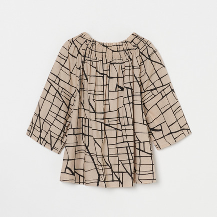 COTTONLAWN PRINT SHIRRING BLOUSE 詳細画像 ベージュ 1