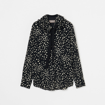 DOT PRINT FRILL COLLAR  BLOUSE