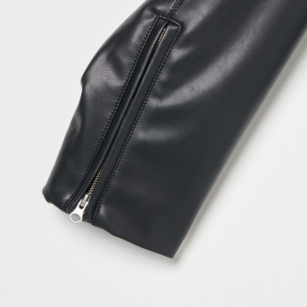 SYNTHETIC LEATHER RIDERS JACKET 詳細画像 ブラック 3