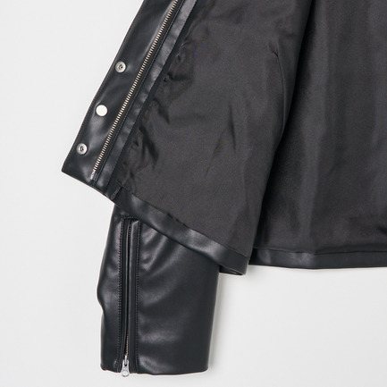 SYNTHETIC LEATHER RIDERS JACKET 詳細画像 ブラック 5