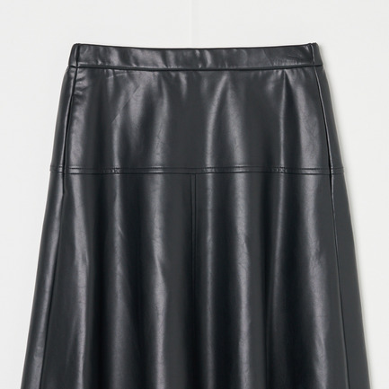 SYNTHETIC LEATHER FLARE SKIRT 詳細画像 ブラック 2