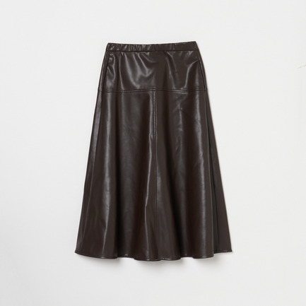 SYNTHETIC LEATHER FLARE SKIRT