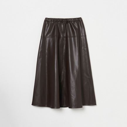 SYNTHETIC LEATHER FLARE SKIRT 詳細画像 ダークブラウン 1